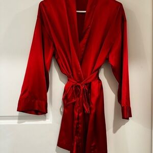 Vintage Victoria Secret Satin Red Robe One Size